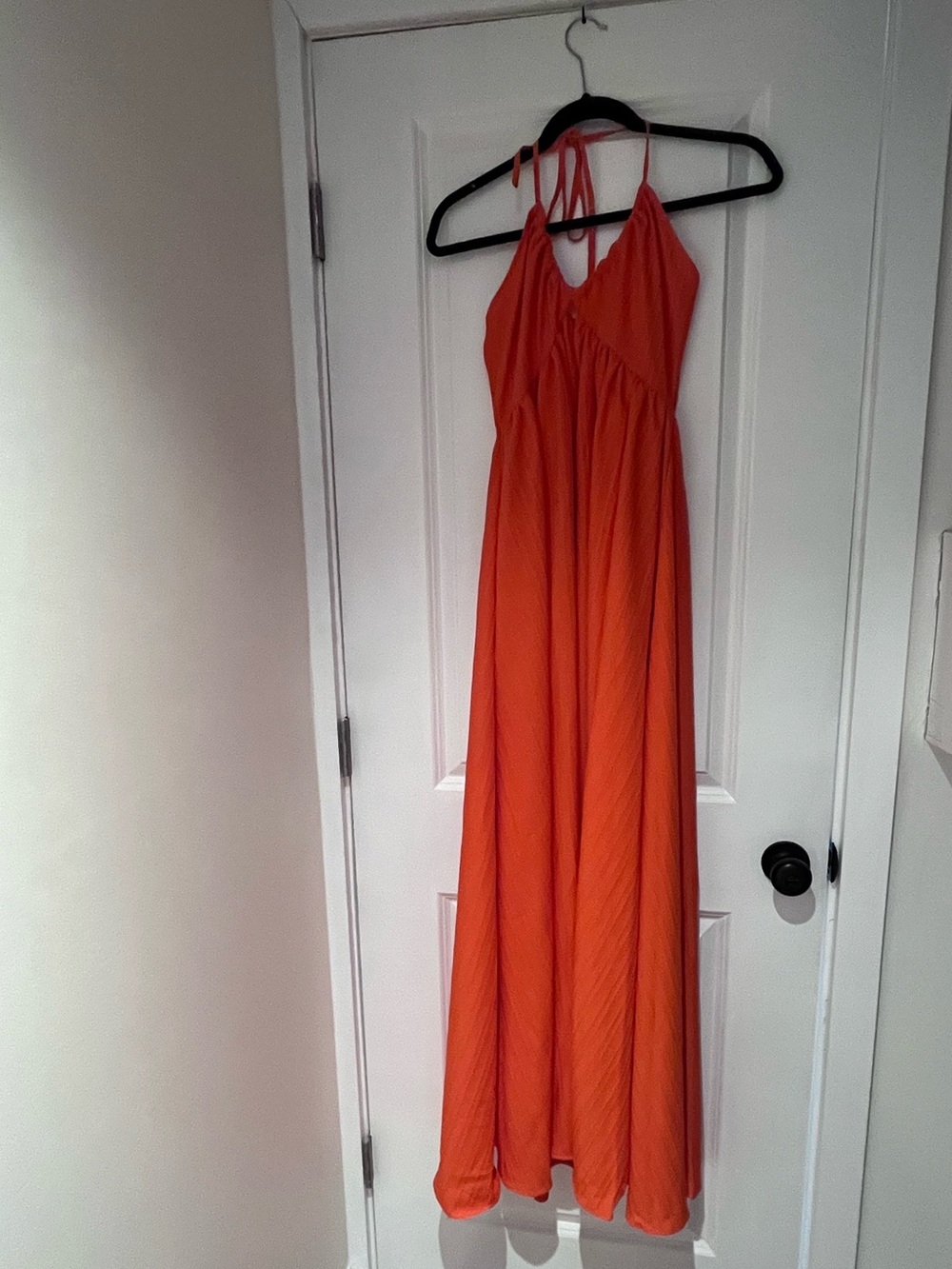 Women's Orange Halter Maxi Dress